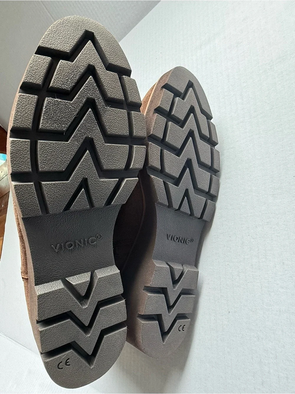 Vionic Ariana Brown Suede Wedge Ankle Boots Women’s 11 EU 42 Zip Comfort